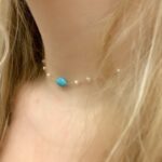 Baby pear and turquoise gold necklace